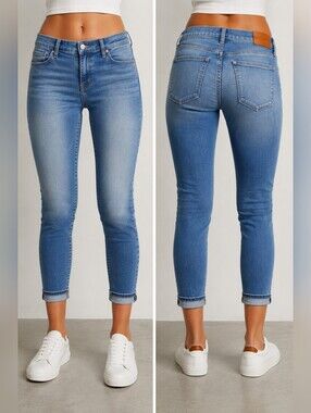 Lucky Brand Ava Mid Rise Crop Skinny Jeans Light Wash Denim Women's Size 6 / 28